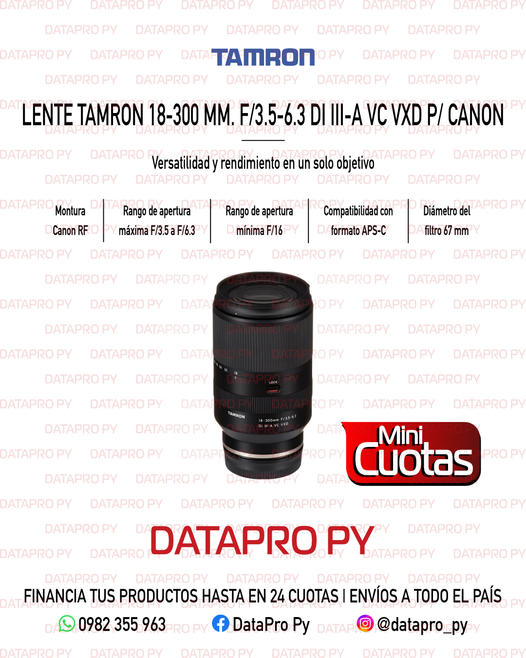 Lente Tamron 18-300 mm. para Canon